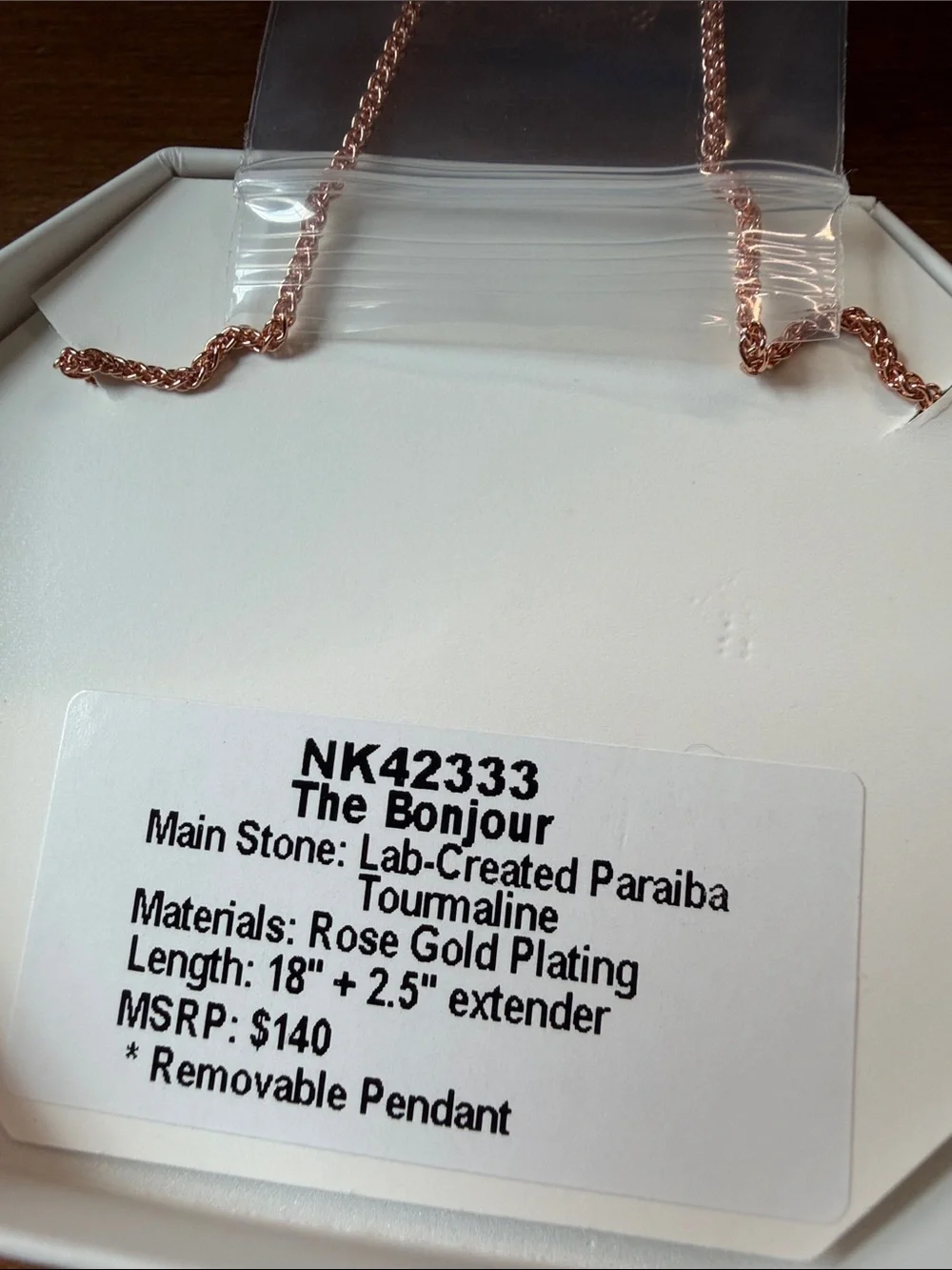 Rose Gold Necklace with Emerald Green Cushion Pendant by
